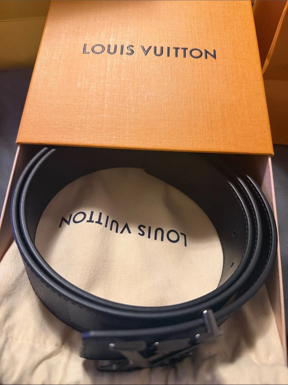 Louis Vuitton Men's Gray Monogram LV Buckle Belt